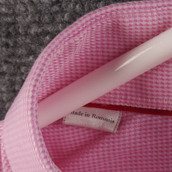 Eton 16.5 Cotton Classic Check Convertible Cuff Pink Button Up Men Long Sleeve - Picture 9 of 16